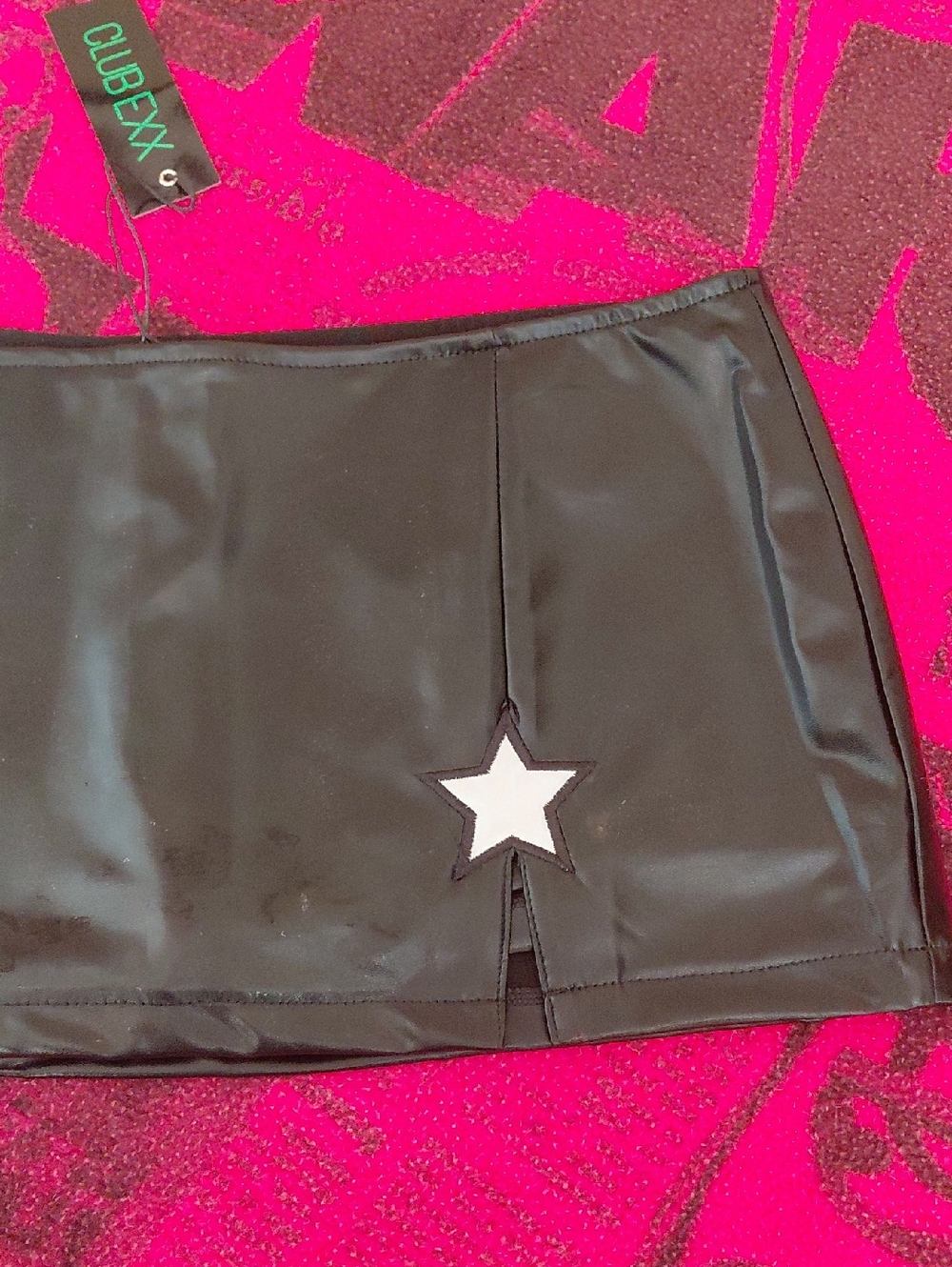 DOLLSKILL CLUB EXX Black Mini Skirt with White Star Appliqués - Picture 2 of 10
